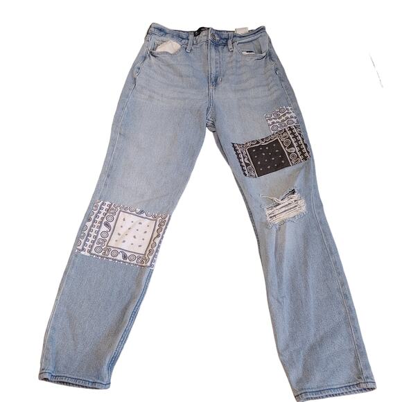 Hollister Size 3R Patchwork Jean Pants Distressed Waist 26 Length 27 Paisley - Picture 2 of 11